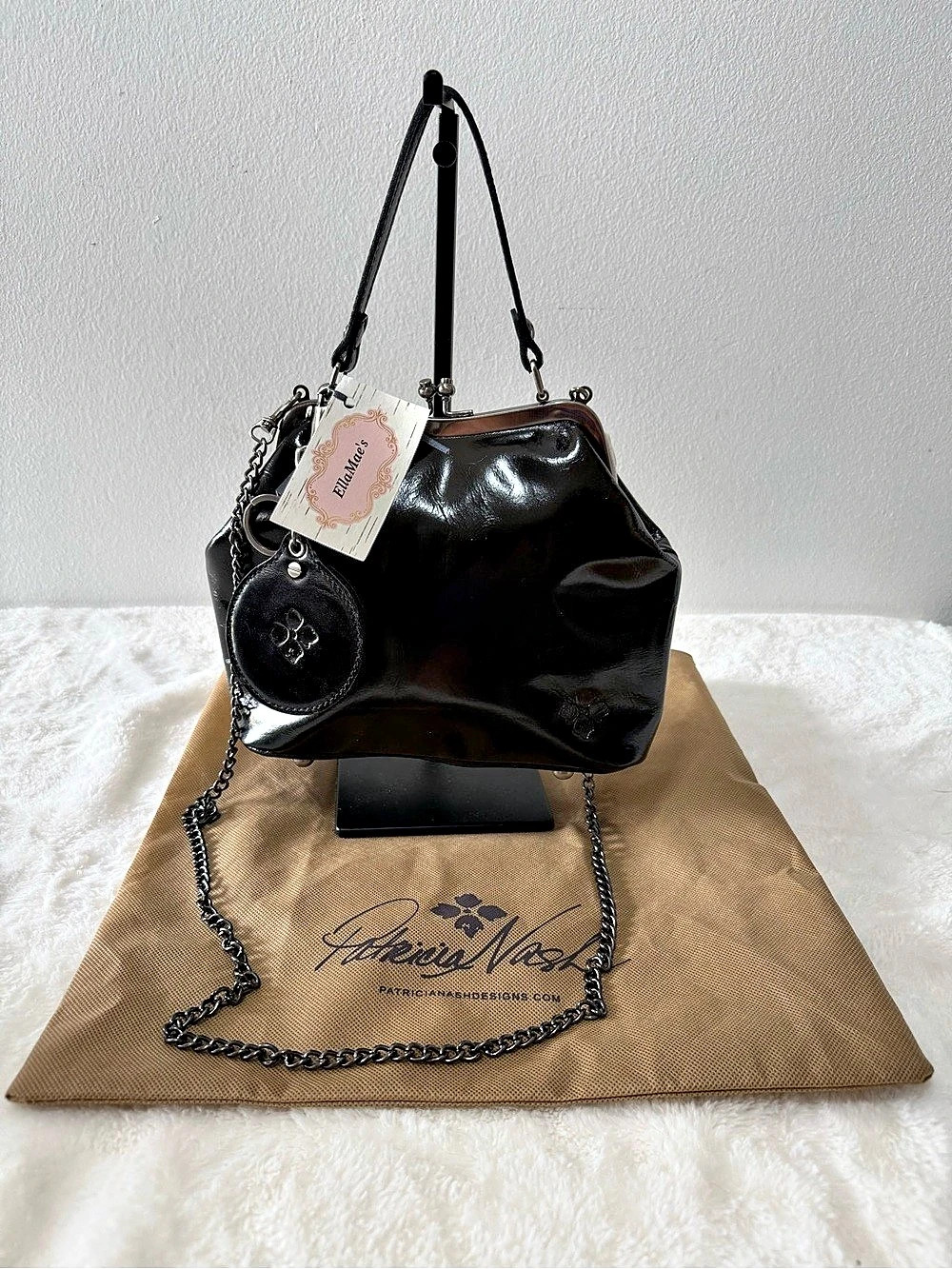Patricia Nash Laureana Frame Satchel in Black NWT